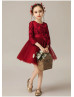 Burgundy Tulle Short Flower Girl Dress